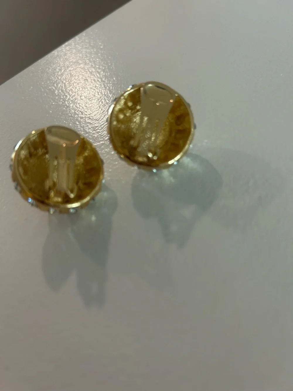 Christian Dior Vintage Clip Earrings Pearl With Rhinestones - Picture 4 of 10